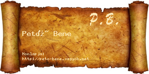 Pető Bene névjegykártya